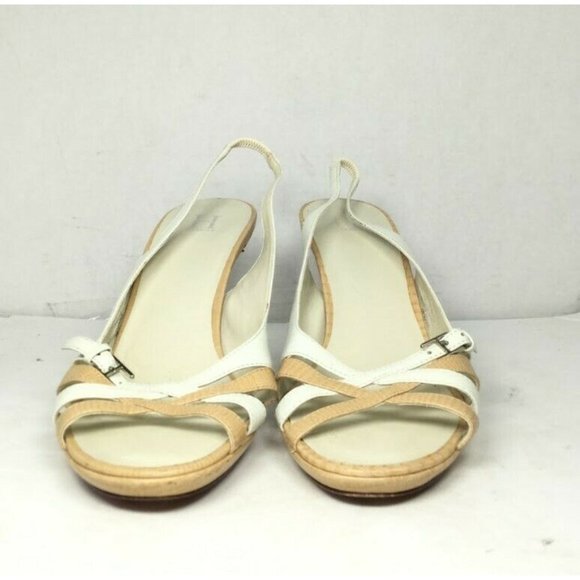 Tommy Hilfiger Women's Sandals Strappy Mid Heels White Tan Size 7 - Picture 2 of 10